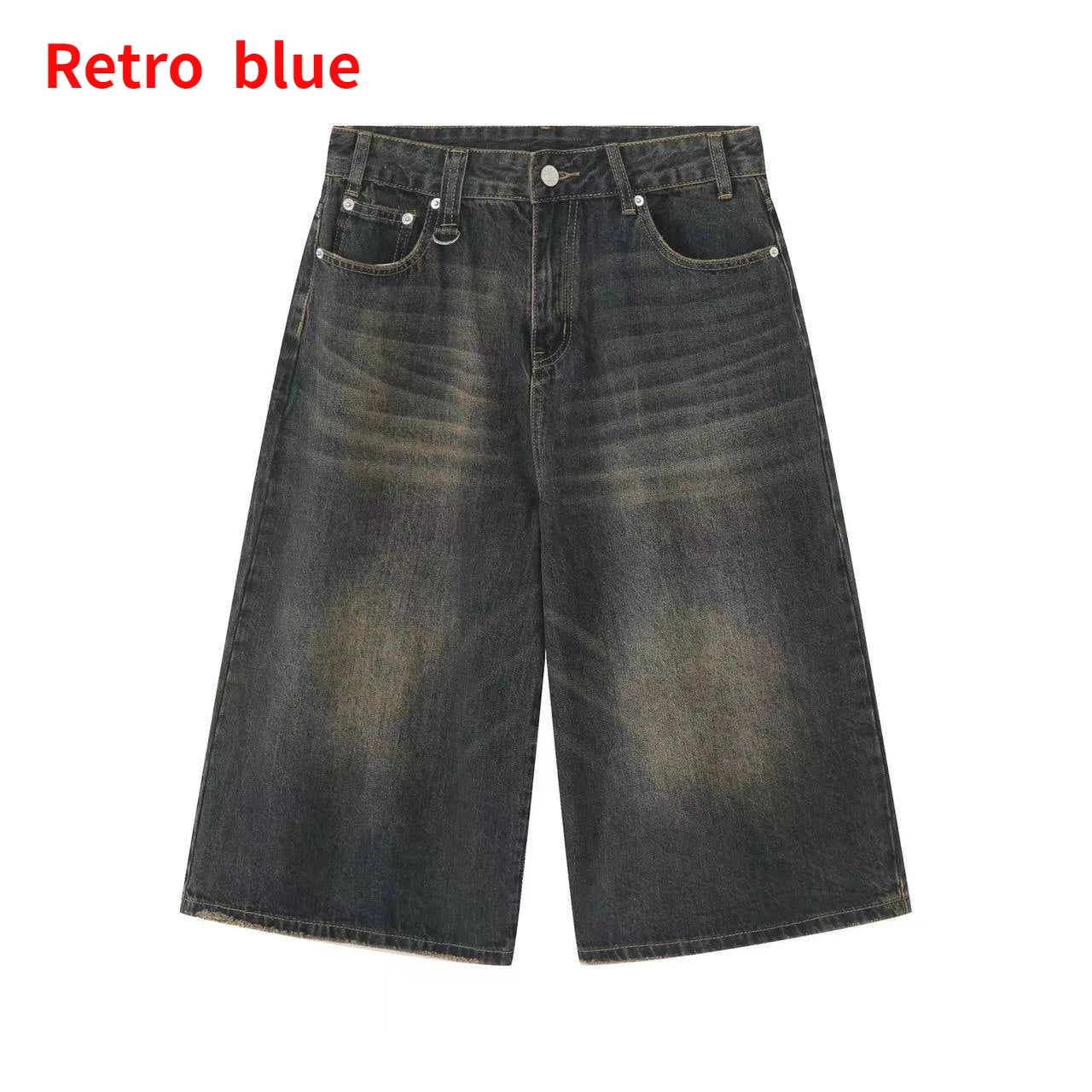 2025 Y2k Retro Women Low Rise Jorts Brushed Black Wash Cropped Baggy Jeans Wide Leg Frayed Denim Short Pants Fashion